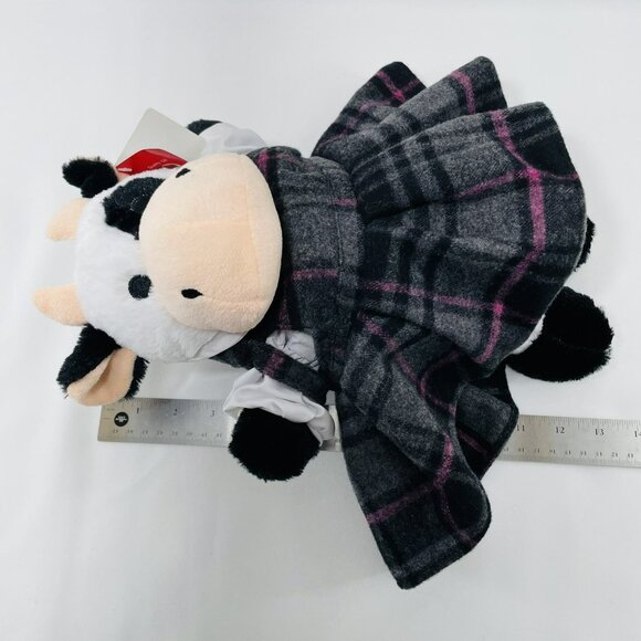 FAO Schwarz Cow Plush Toy 13” Dress Plaid Student School Uniform Backpack Outfit - Picture 5 of 12